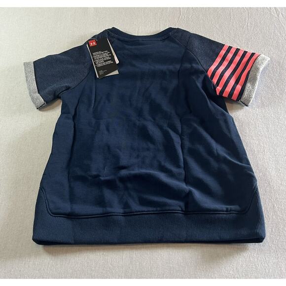 Under Armour Girls Shirt Favorite Terry Crew Navy/Pink Loose Fit Youth Small - Picture 2 of 9